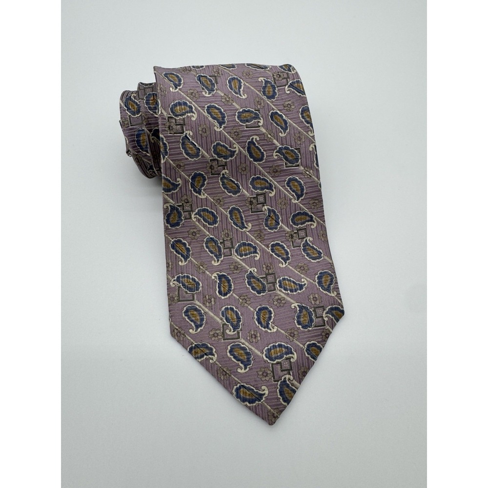 Robert Talbott Best of Class Silk Tie Purple Paisley Geometric Necktie USA Made